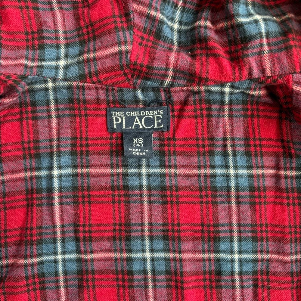 Children’s Place Girls Red Plaid Knit Cropped Jacket Faux Fur Hooded Coat 4T XS